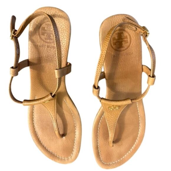 Tory Burch Britton Logo Cork Wedge Sandals Size 9.5 - Picture 8 of 9